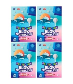 4 szt. x Blok techniczny Astra 10 pastelowych, kolorowych kartek A4