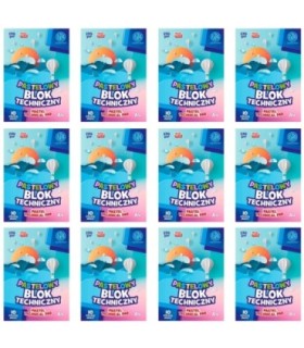 12 szt. x Blok techniczny Astra 10 pastelowych, kolorowych kartek A4