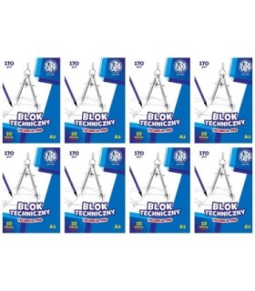 8x Blok techniczny biały A3 ASTRA 10 arkuszy 170g