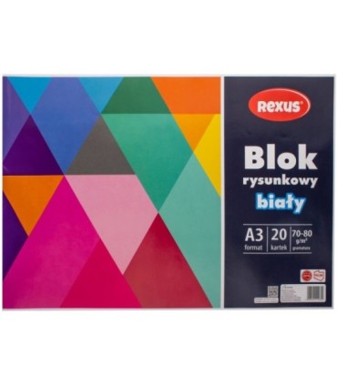 Blok rysunkowy biały REXUS Beniamin A3 20 kartek, 70-80g/m2