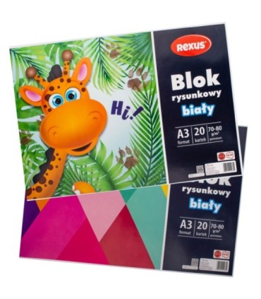 Blok rysunkowy biały REXUS Beniamin A3 20 kartek, 70-80g/m2