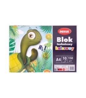 Blok techniczny kolorowy REXUS Beniamin A4 10 kartek, 150g/m2