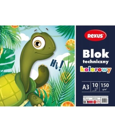 Blok techniczny kolorowy REXUS Beniamin A3 10 kartek, 150g/m2
