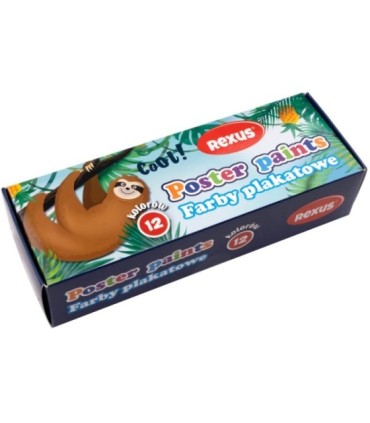 Farby plakatowe 12 kolorów x 20 ml zabezpieczone przed wysychaniem REXUS Beniamin