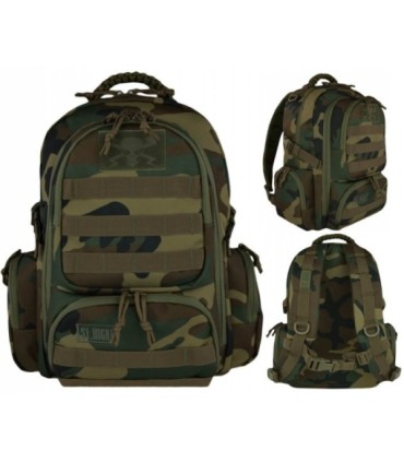 PLECAK SZKOLNY 4-KOMOROWY 30 L MAJEWSKI ST.RIGHT MILITARY WOODLAND MORO CAMO