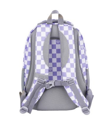 Plecak szkolny 26 L trzykomorowy Derform BACKUP model O SZACHOWNICA FIOLET