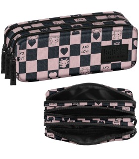 Piórnik saszetka trzykomorowa BackUP Derform G15 AXOLOT HEART