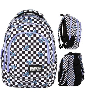 Plecak szkolny 26 L trzykomorowy Derform BACKUP model X SZACHOWNICA FUZZ