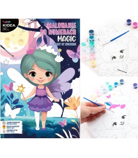 Malowanie po numerach na podobraziu + 12 farb i pędzelek, KIDEA WRÓŻKI