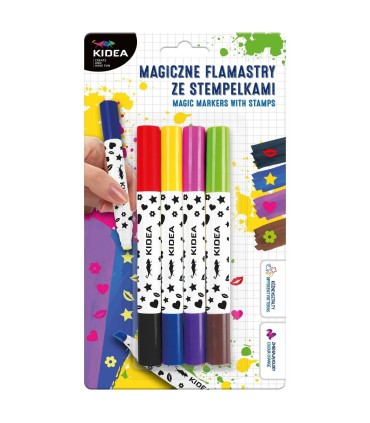 Magiczne grube flamastry ze stempelkami dwustronne KIDEA