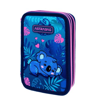 Trzykomorowy piórnik z wyposażeniem ASTRABAG JUMBO SWEET KOALA