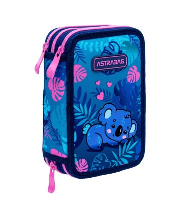 Trzykomorowy piórnik z wyposażeniem ASTRABAG JUMBO SWEET KOALA