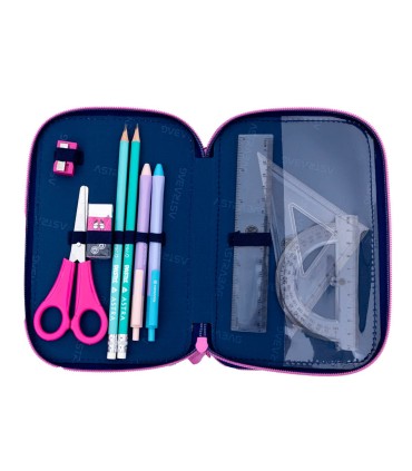 Trzykomorowy piórnik z wyposażeniem ASTRABAG JUMBO SWEET KOALA