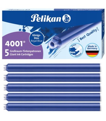 Naboje do piór długie niebieskie PELIKAN opakowanie 5 sztuk po 1,4 ml