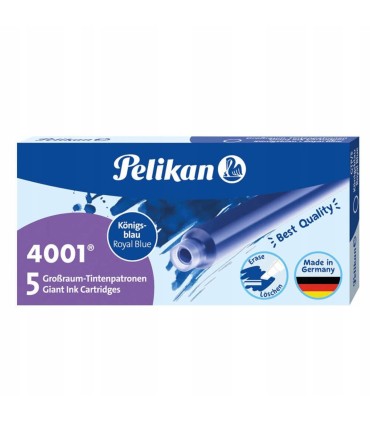 Naboje do piór długie niebieskie PELIKAN opakowanie 5 sztuk po 1,4 ml