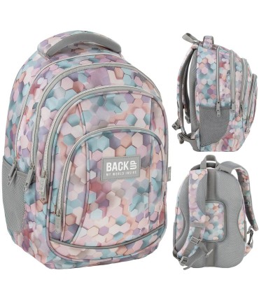 Plecak szkolny czterokomorowy 26 L Derform BACKUP model A GEOMETRIC BEIGE