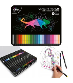 Kwadratowe flamastry premium w metalowym pudełku 24 kolory KIDEA