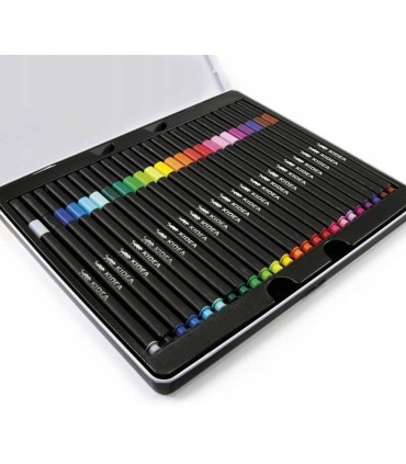 Kwadratowe flamastry premium w metalowym pudełku 24 kolory KIDEA