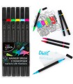 Markery pędzelkowe brush z cienkopisem 6 kolorów KIDEA