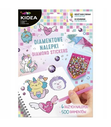 Diamentowe nalepki magiczny świat 6 dużych naklejek 500 diamentów KIDEA