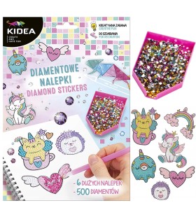 Diamentowe nalepki magiczny świat 6 dużych naklejek 500 diamentów KIDEA