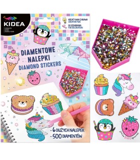 Diamentowe nalepki słodkości 6 dużych naklejek 500 diamentów KIDEA