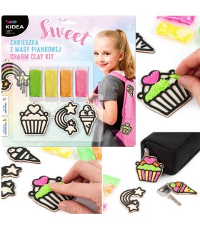 Zestaw kreatywny 3 zawieszki z masy piankowej + łańcuszek SWEET KIDEA