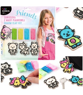 Zestaw kreatywny 3 zawieszki z masy piankowej + łańcuszek FRIENDS KIDEA