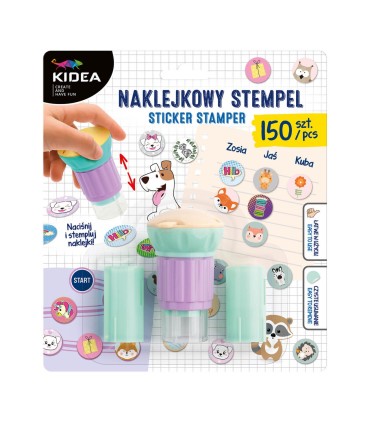 Naklejkowy stempel do zdobienia Naciśnij i stempluj 150 naklejek KIDEA