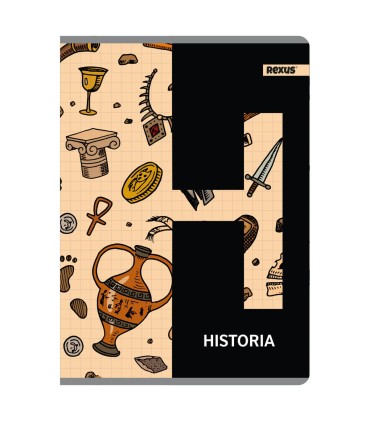 ZESZYT A5 HISTORIA, 60 KARTEK, KRATKA, SREBRNA METALIZA BENIAMIN / REXUS