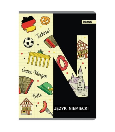 ZESZYT A5 JĘZYK NIEMIECKI, 60 KARTEK, KRATKA, SREBRNA METALIZA BENIAMIN / REXUS