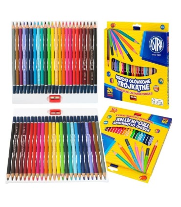24 kredki ołówkowe trójkątne Astra + temperówka