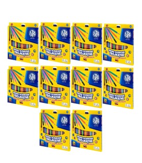 Zestaw 10× kredki ołówkowe trójkątne Astra, 24 kolory, gratis temperówki