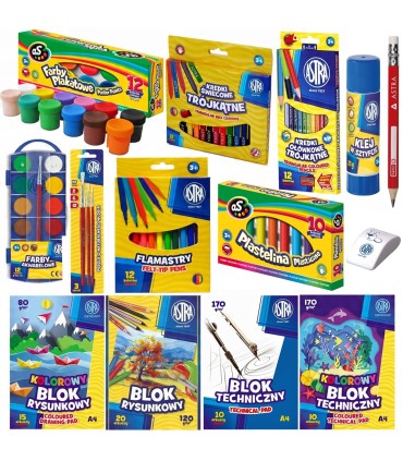 wyprawka szkolna xxl dla klas 0-3 astra 20 elemen.