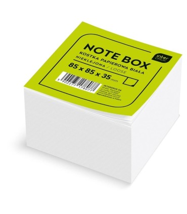 2x kostka biurowa papierowa klejona KOLOROWA+ BIAŁA, 85x85x35 mm 700 karteczek, INTERDRUK