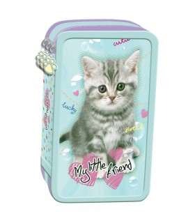 POTRÓJNY PIÓRNIK Z WYPOSAŻENIEM ST.MAJEWSKI MY LITTLE FRIEND kotek