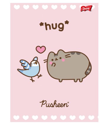 4 X ZESZYT A5, 32 KARTKI, KRATKA z MARGINESEM, PUSHEEN KOTEK KOT