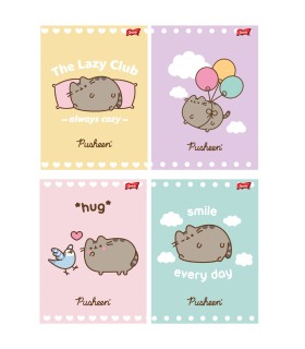 4 X ZESZYT A5, 32 KARTKI, W TRZY LINIE, PUSHEEN KOTEK KOT