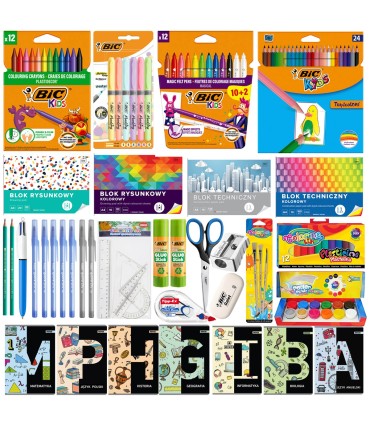 MEGA zestaw wyprawka szkolna do klas 4-6, BIC, XXL 89 elementów w tym 7 zeszytów przedmiotowych