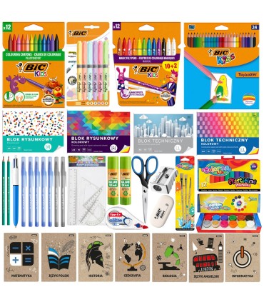 MEGA zestaw wyprawka szkolna do klas 4-6, BIC, XXL 89 elementów w tym 7 zeszytów przedmiotowych