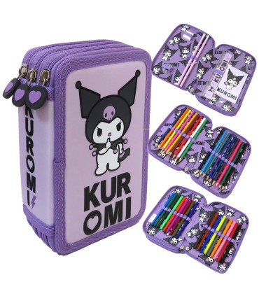 POTRÓJNY PIÓRNIK Z WYPOSAŻENIEM ST.MAJEWSKI KUROMI VIOLET