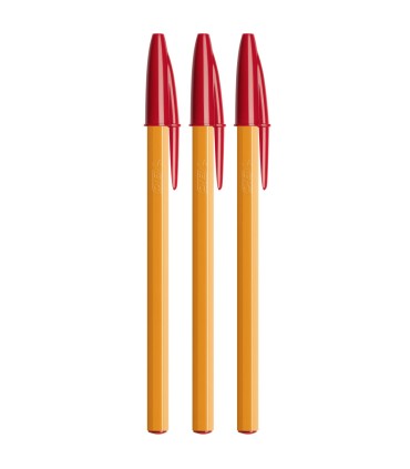 3x długopis BIC Orange Original Fine 0,8 mm, czerwony