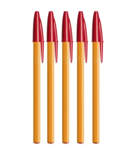 5x długopis BIC Orange Original Fine 0,8 mm, czerwony