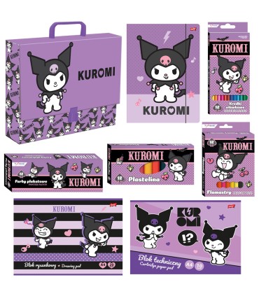 Wyprawka szkolna / Zestaw plastyczny + teczka z rączka St.Majewski - Kuromi
