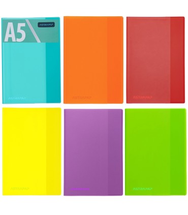 6x kolorowe okładki A5 Astra na zeszyty – każda inna – przezroczyste, mocna folia PVC