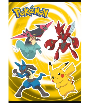 4 SZT. X ZESZYT A5, 16 KARTEK, W TRZY LINIE, POKEMON PIKACHU, KAŻDY INNY