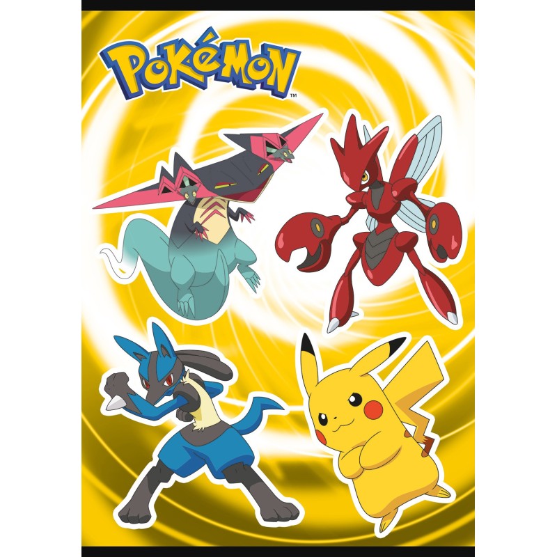 4 SZT. X ZESZYT A5, 16 KARTEK, W TRZY LINIE, POKEMON PIKACHU