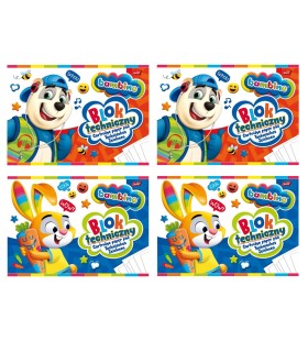 4x Blok techniczny BAMBINO 10 białych kartek A4 Unipap