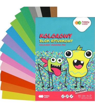 Blok kolorowy rysunkowy A4 Happy Color- 15 kart
