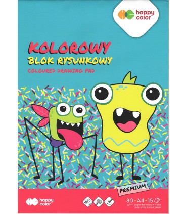 Blok kolorowy rysunkowy A4 Happy Color- 15 kart